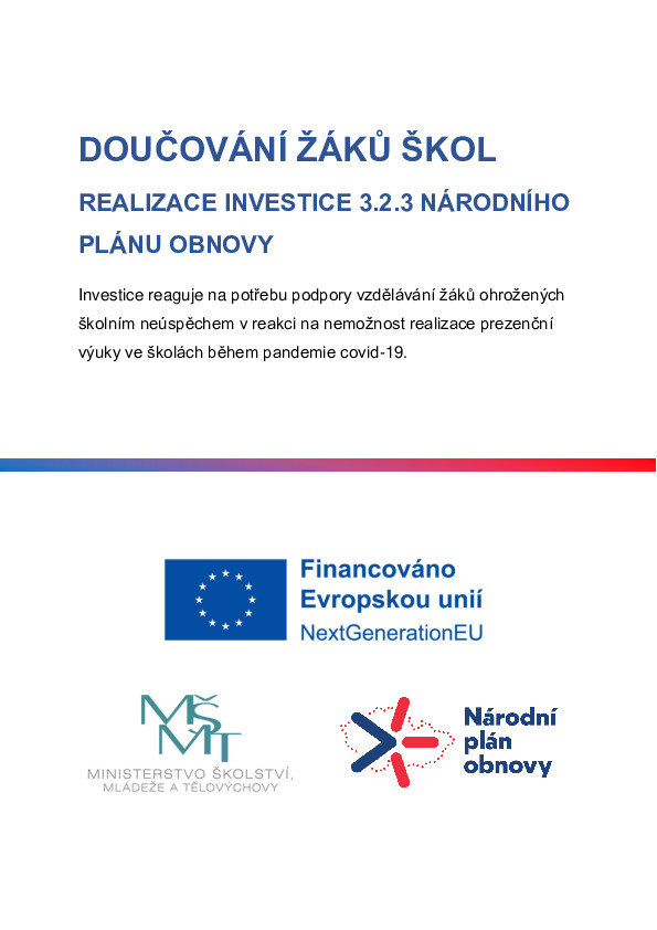 Plakát k projektu Doučování žáků škol